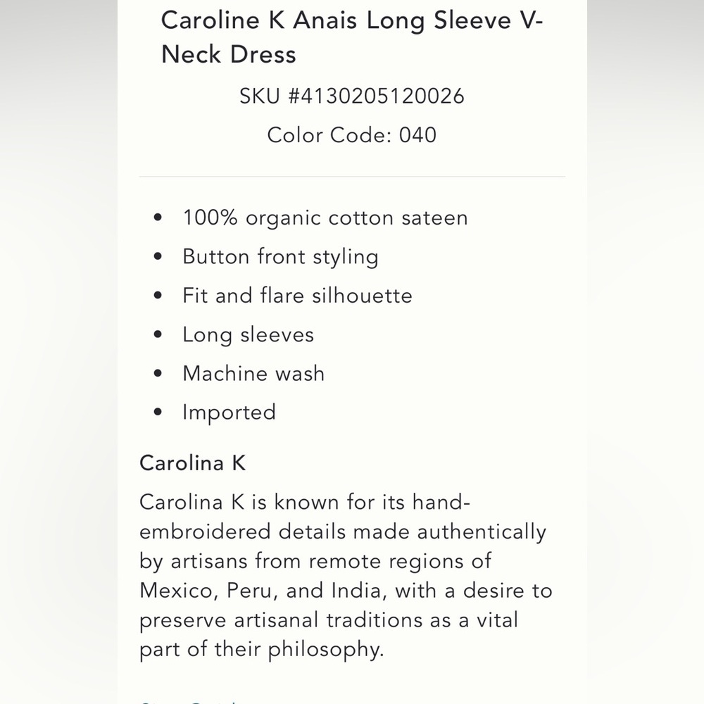 🎉SUPER RARE🎉 Anthropologie NWT Caroline K Anais Long Sleeve V-Neck Dress size S. - Picture 5 of 7